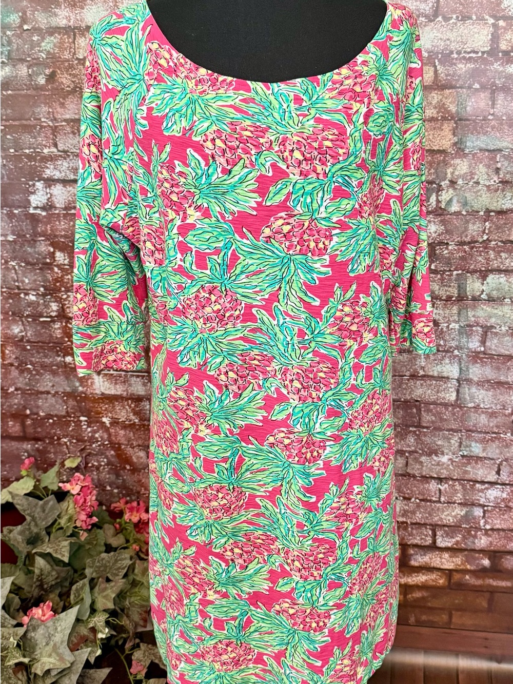 Lilly Pulitzer Pink and Aqua Tropical Print Top
